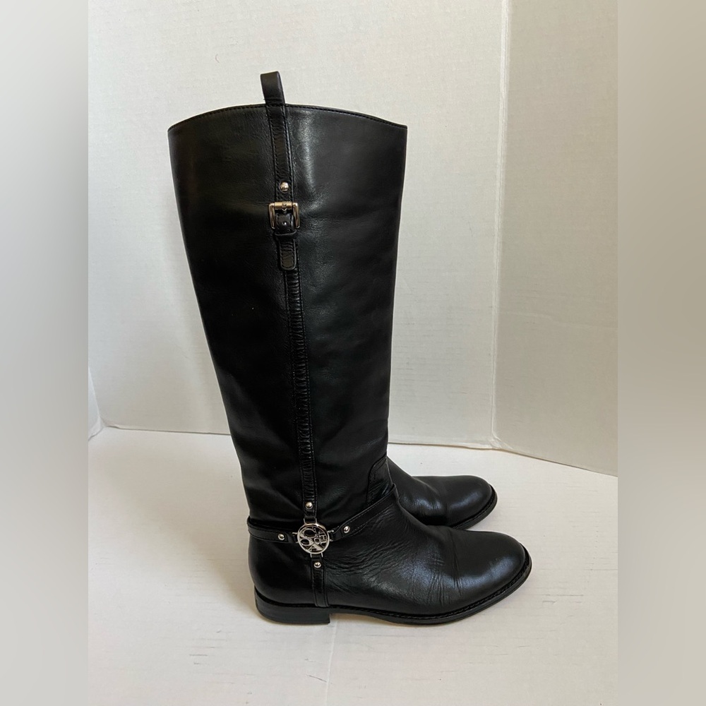 Coach Riding Boots Black Leather Knee High Tall Womens Size 7B Luxury Designer